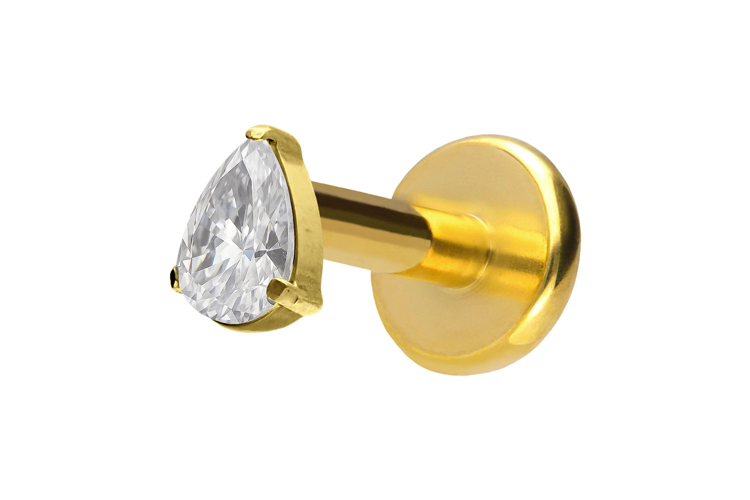Titan Labret Piercing mit Push Fit KRISTALLTROPFEN